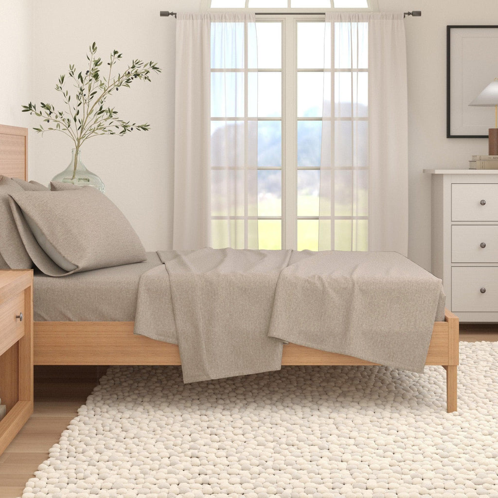 Anders Heathered Solid Cotton Blend Flannel Sheet Set