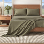 Anders Heathered Solid Cotton Blend Flannel Sheet Set