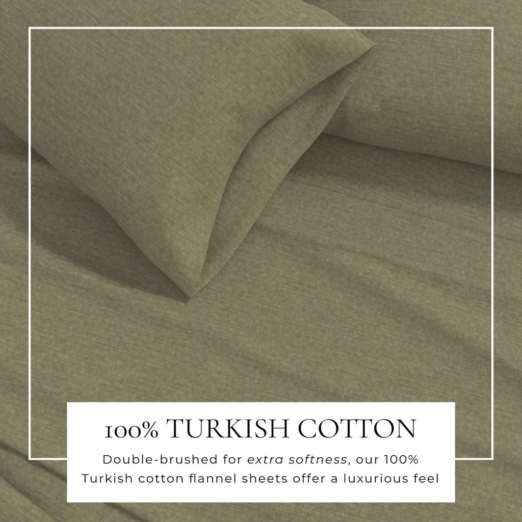Anders Heathered Solid Cotton Blend Flannel Sheet Set