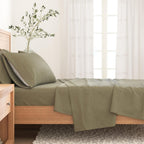 Anders Heathered Solid Cotton Blend Flannel Sheet Set