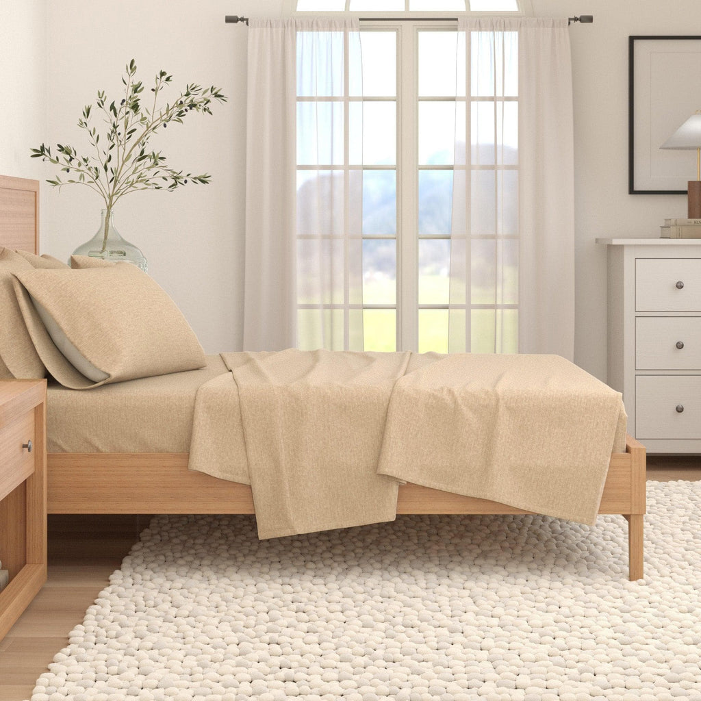 Anders Heathered Solid Cotton Blend Flannel Sheet Set