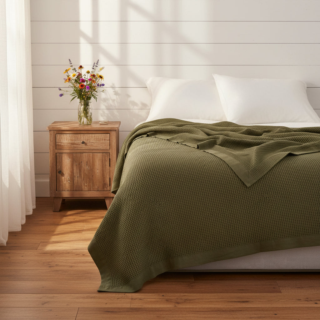 Hazel Cotton Waffle Weave Blanket