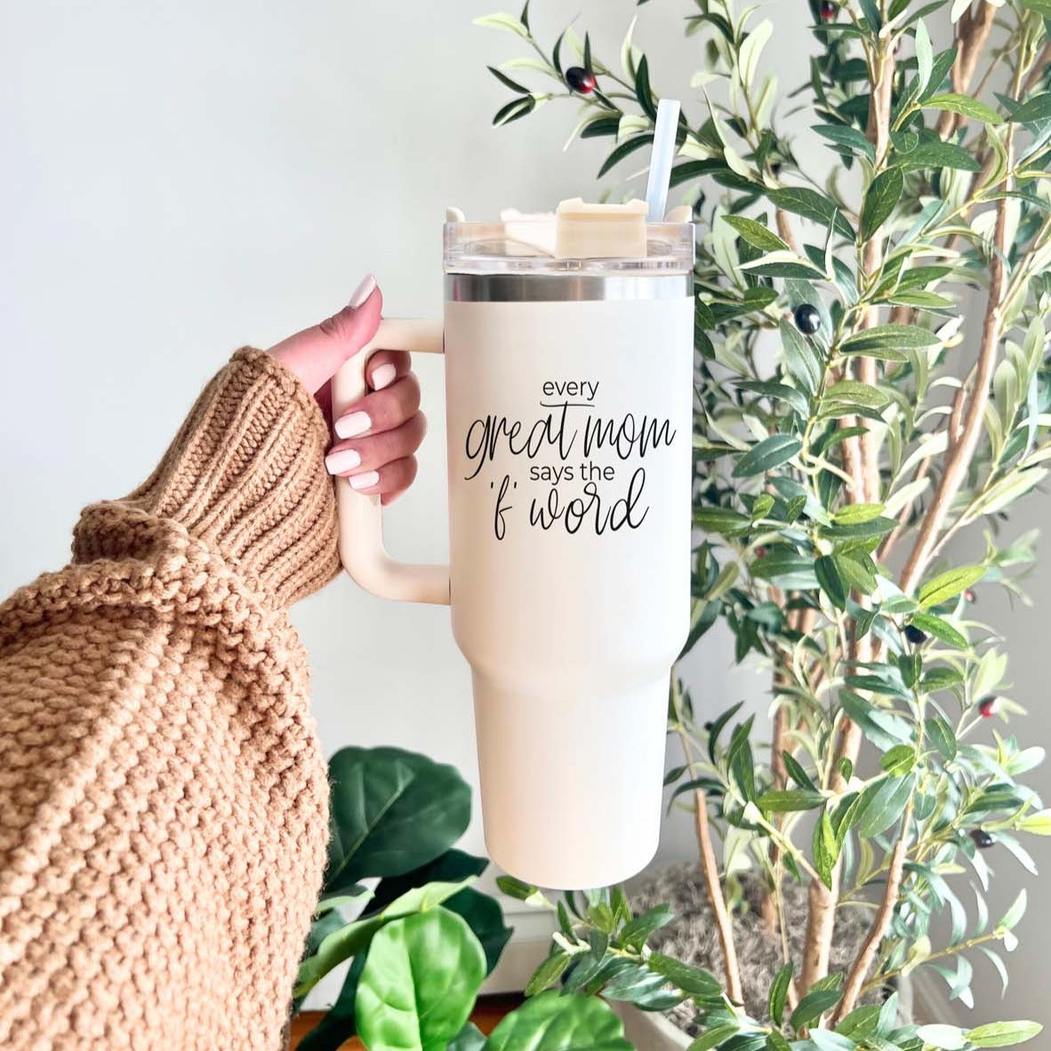 Stainless steel tumblers with straw handle