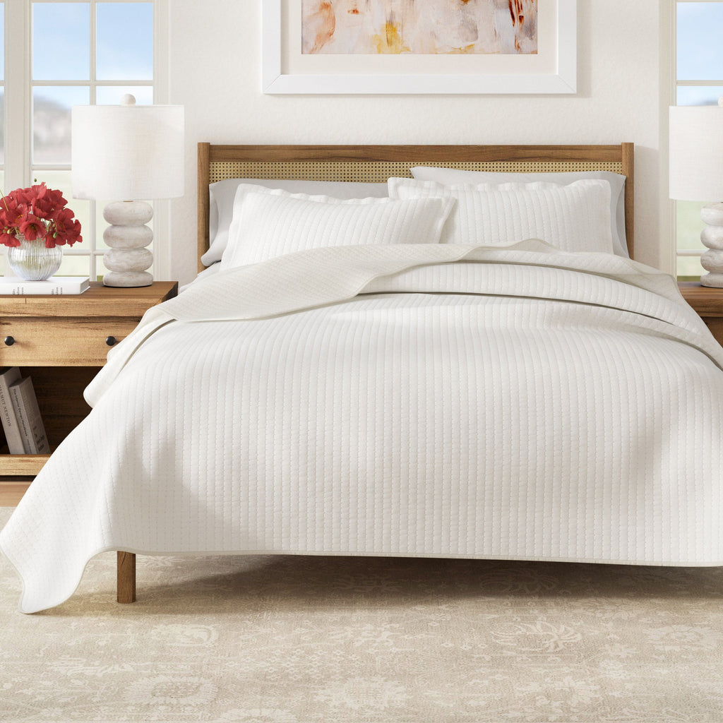 Alicia Solid Channel Stitch Quilt Set