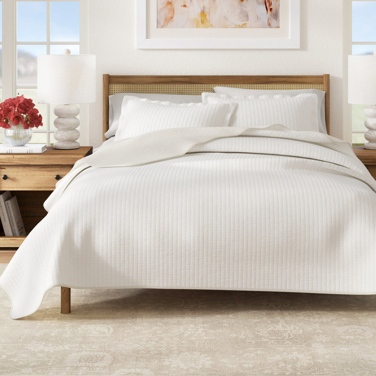 Alicia Solid Channel Stitch Quilt Set