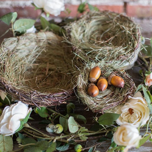 Handmade Grass Willow Bird's Nest Ornament Set of 3