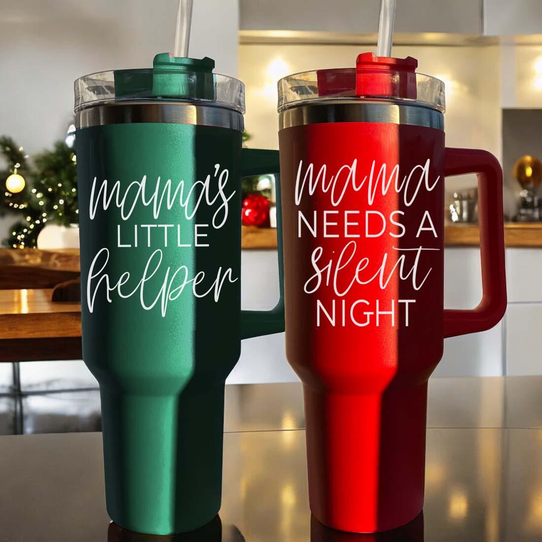 Funny and unique Christmas Gifts for moms 2024
Holiday 40oz tumblers with handle with funny sayings on them. 
Red or Green holiday tumblers for gifts. 