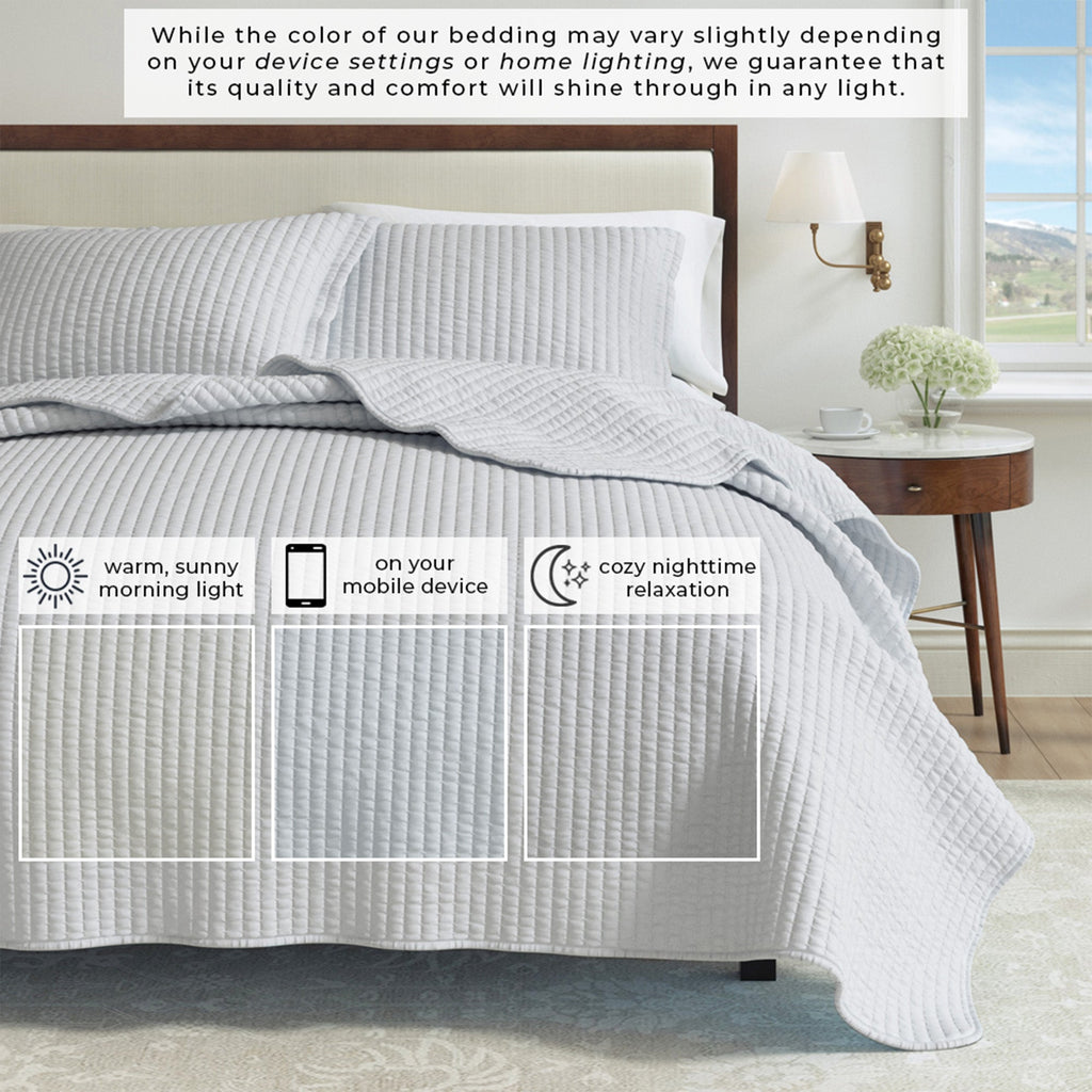 Alicia Solid Channel Stitch Quilt Set