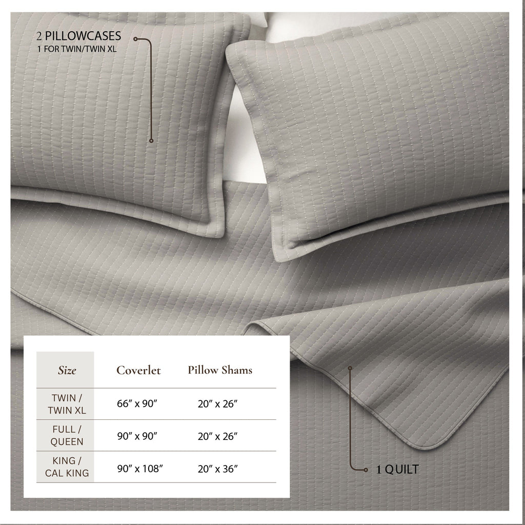 Alicia Solid Channel Stitch Quilt Set