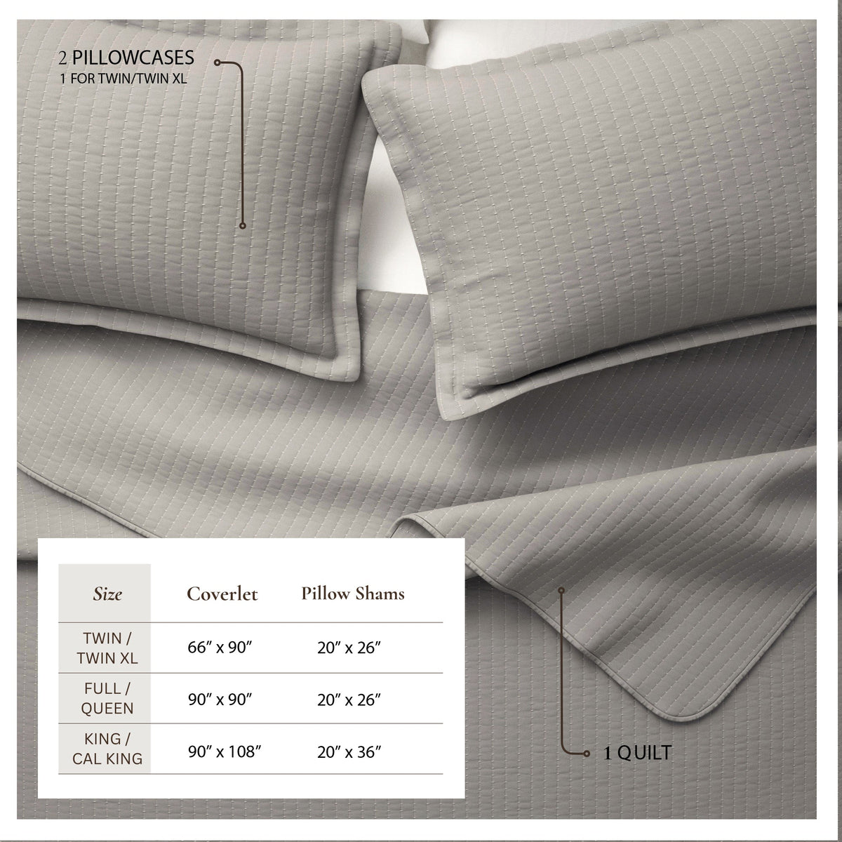 Alicia Solid Channel Stitch Quilt Set