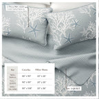 Reversible Coral Coastal Quilt Set