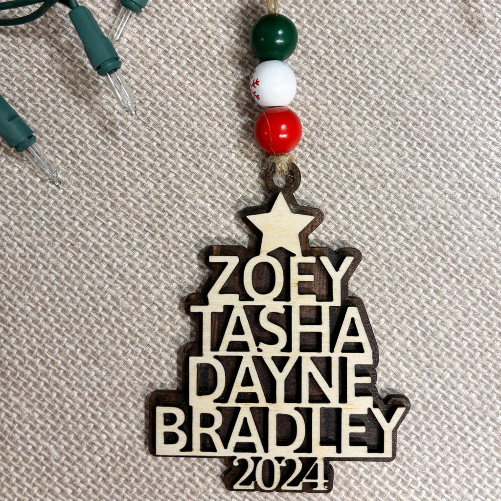 Personalized Wood Family Tree Ornament