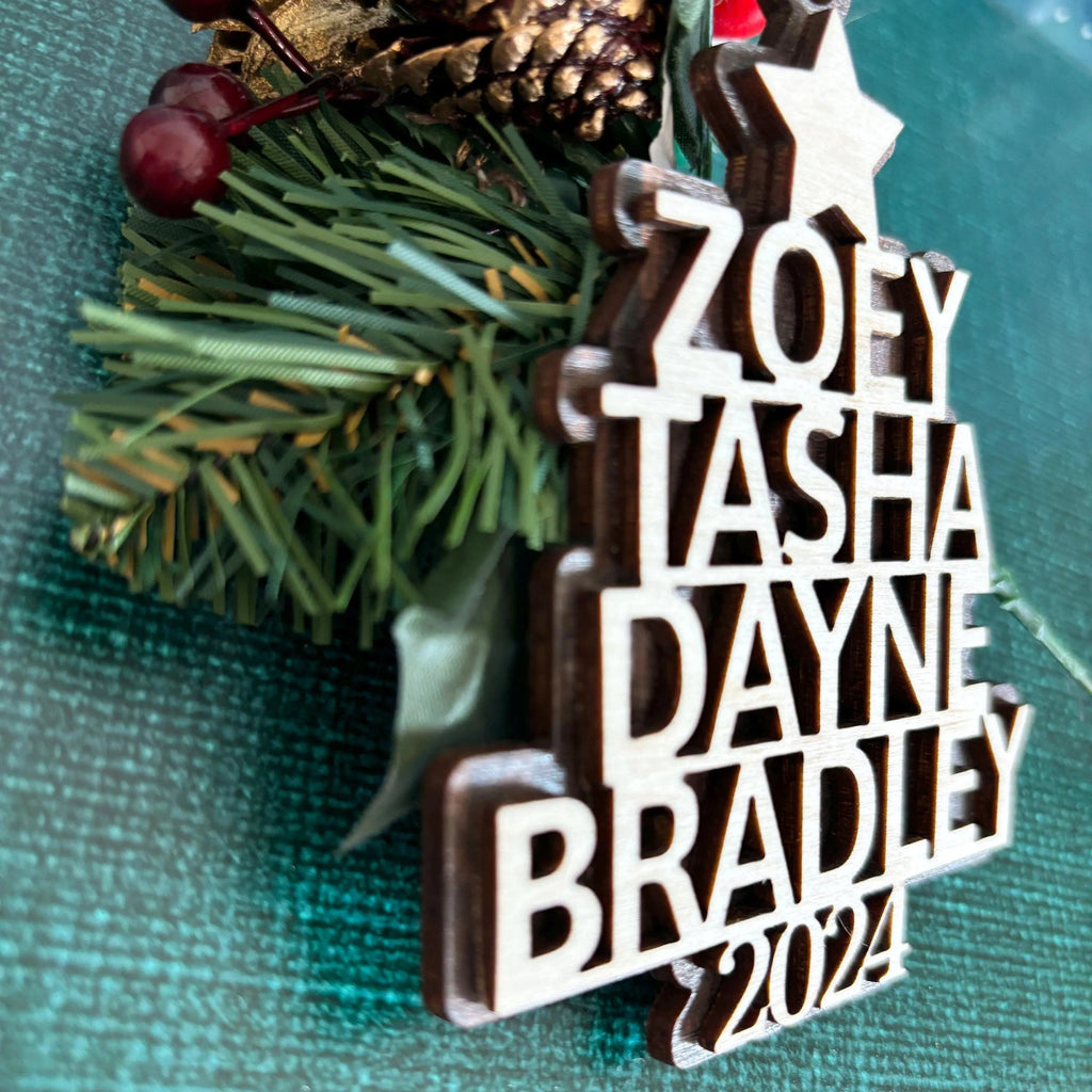 Personalized Wood Family Tree Ornament