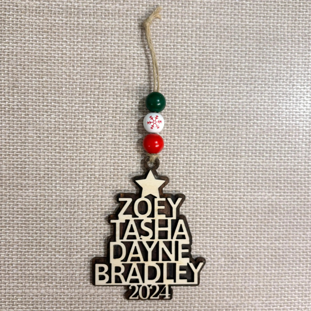Personalized Wood Family Tree Ornament