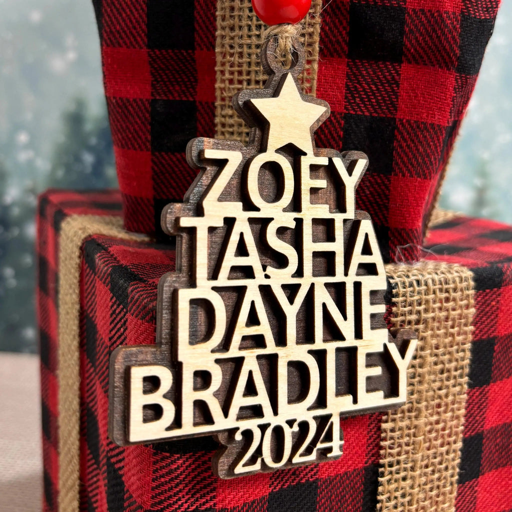 Personalized Wood Family Tree Ornament