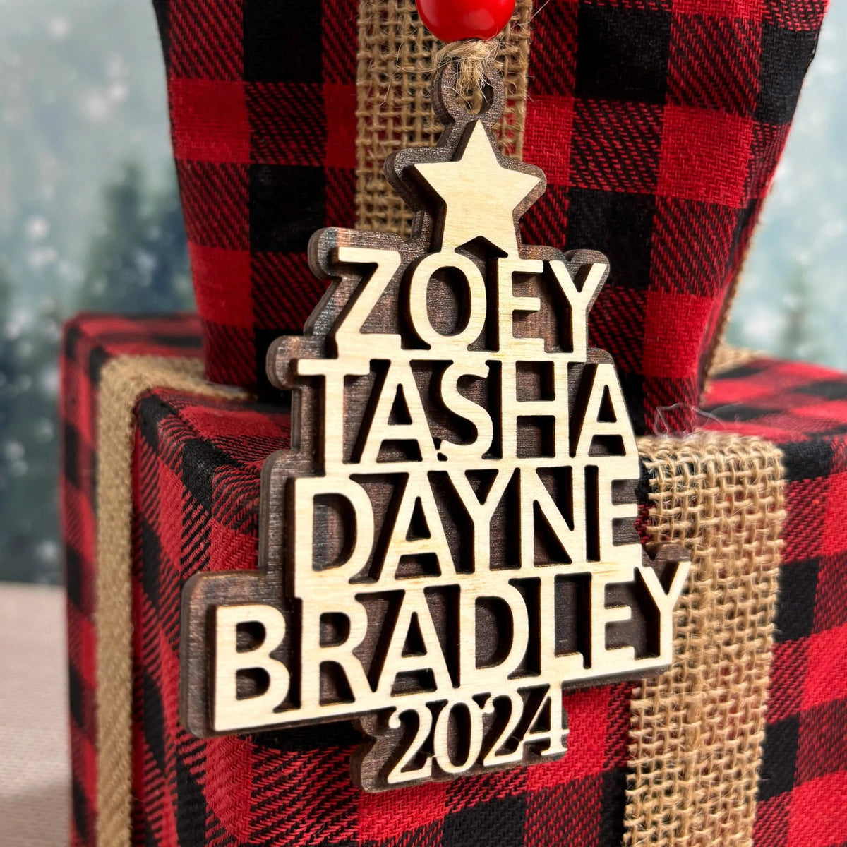 Personalized Wood Family Tree Ornament