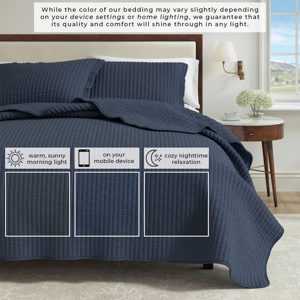 Alicia Solid Channel Stitch Quilt Set