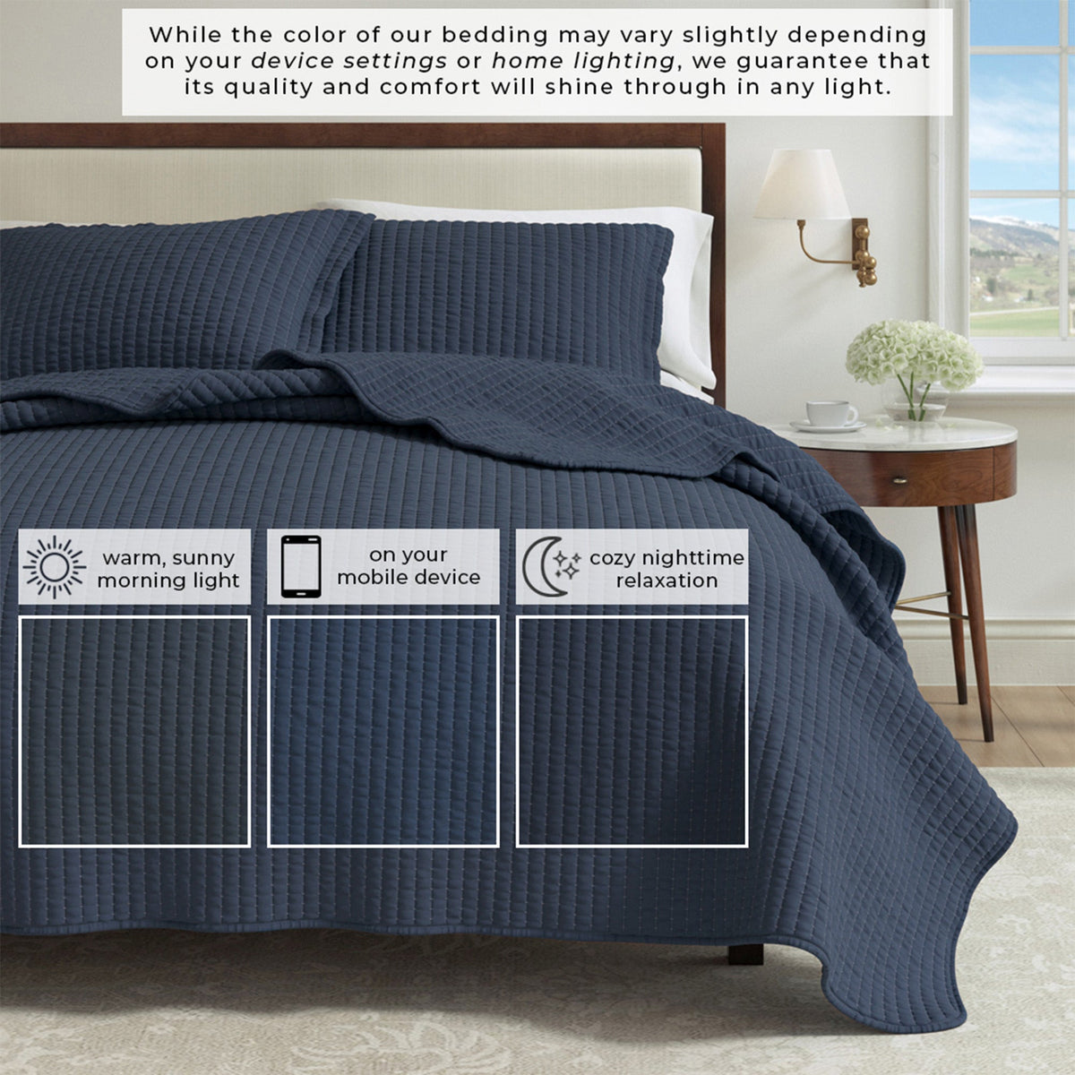 Alicia Solid Channel Stitch Quilt Set
