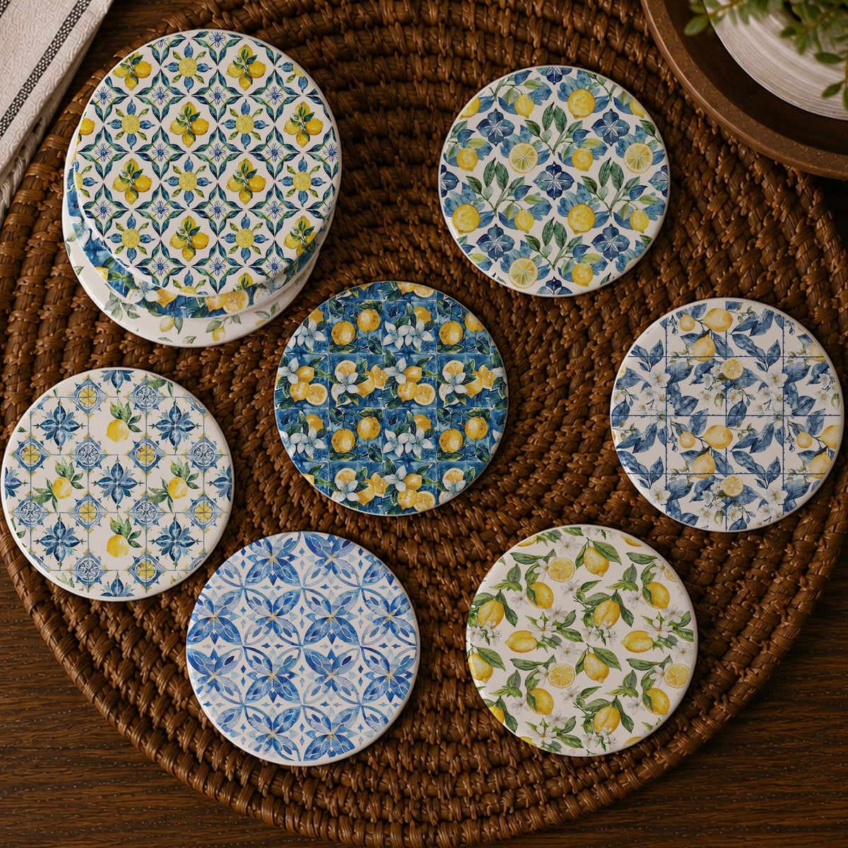 Mediterranean Lemon Coaster Set