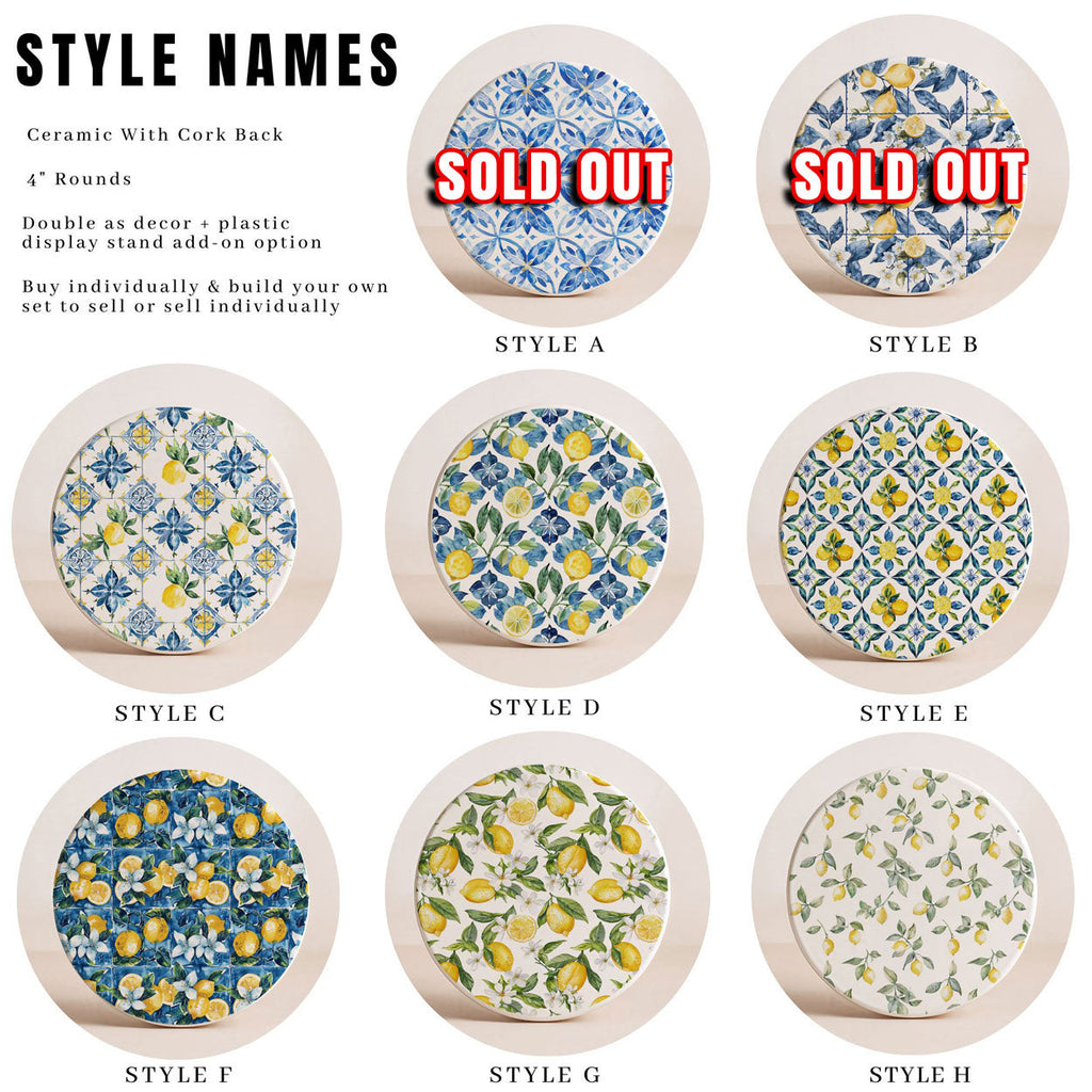 Mediterranean Lemon Coaster Set