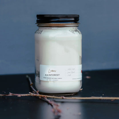 13 oz Mason Jar Soy Candle - Lemon Rainforest