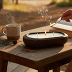 Alpine Stroll Hand-Carved Wood Bowl Soy Candle
