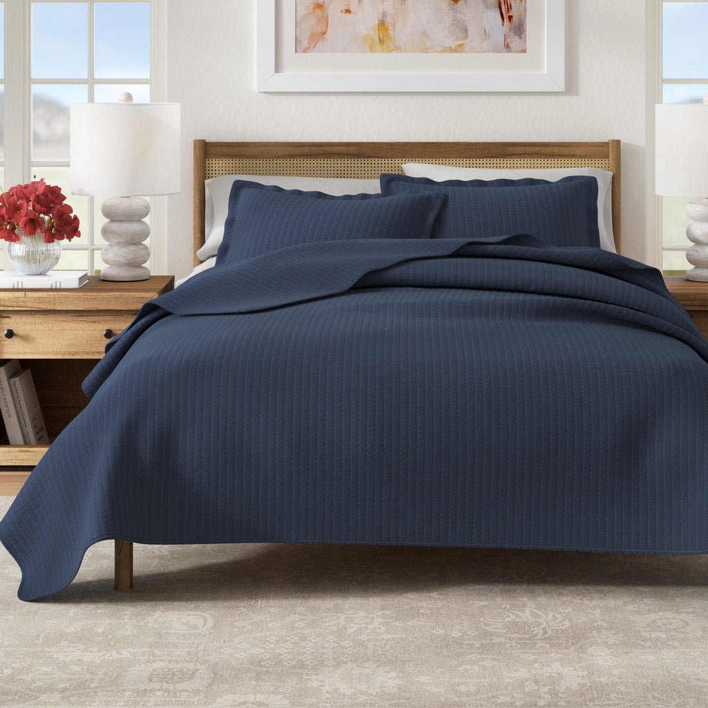 Alicia Solid Channel Stitch Quilt Set
