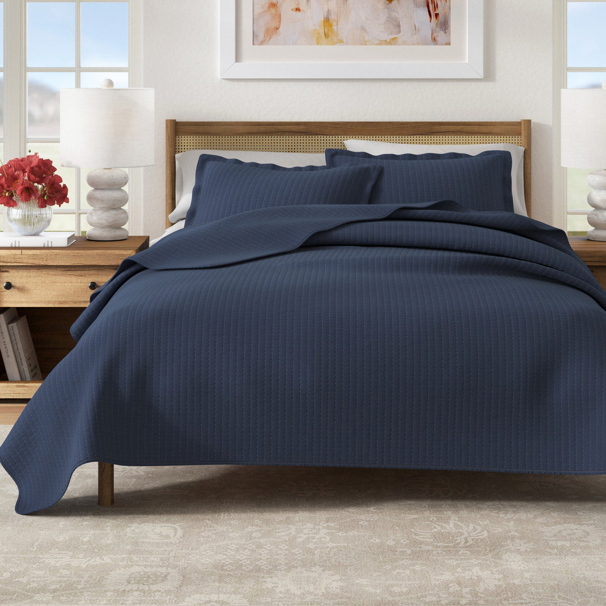 Alicia Solid Channel Stitch Quilt Set