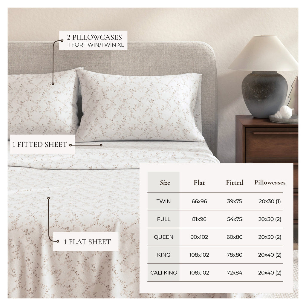 Turkish Cotton Flannel Sheet Set - Winter Floral Collection