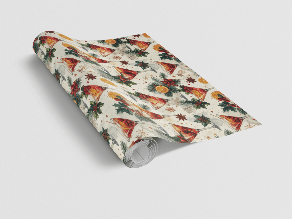 Vintage Cocktail Christmas Wrapping Paper