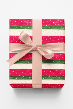 Snowfall on Candy Ribbons Wrapping Paper