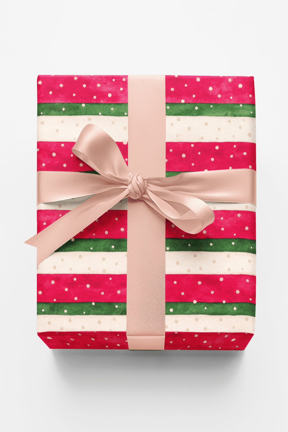 Snowfall on Candy Ribbons Wrapping Paper