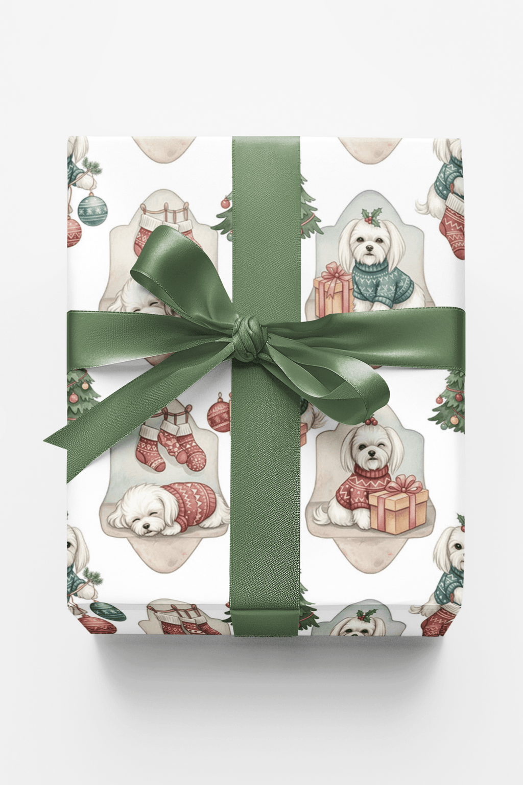 Maltese Holiday Sweaters Wrapping Paper