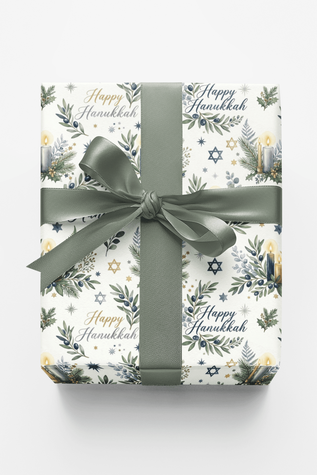 Hanukkah Herbarium Glossy Wrapping Paper