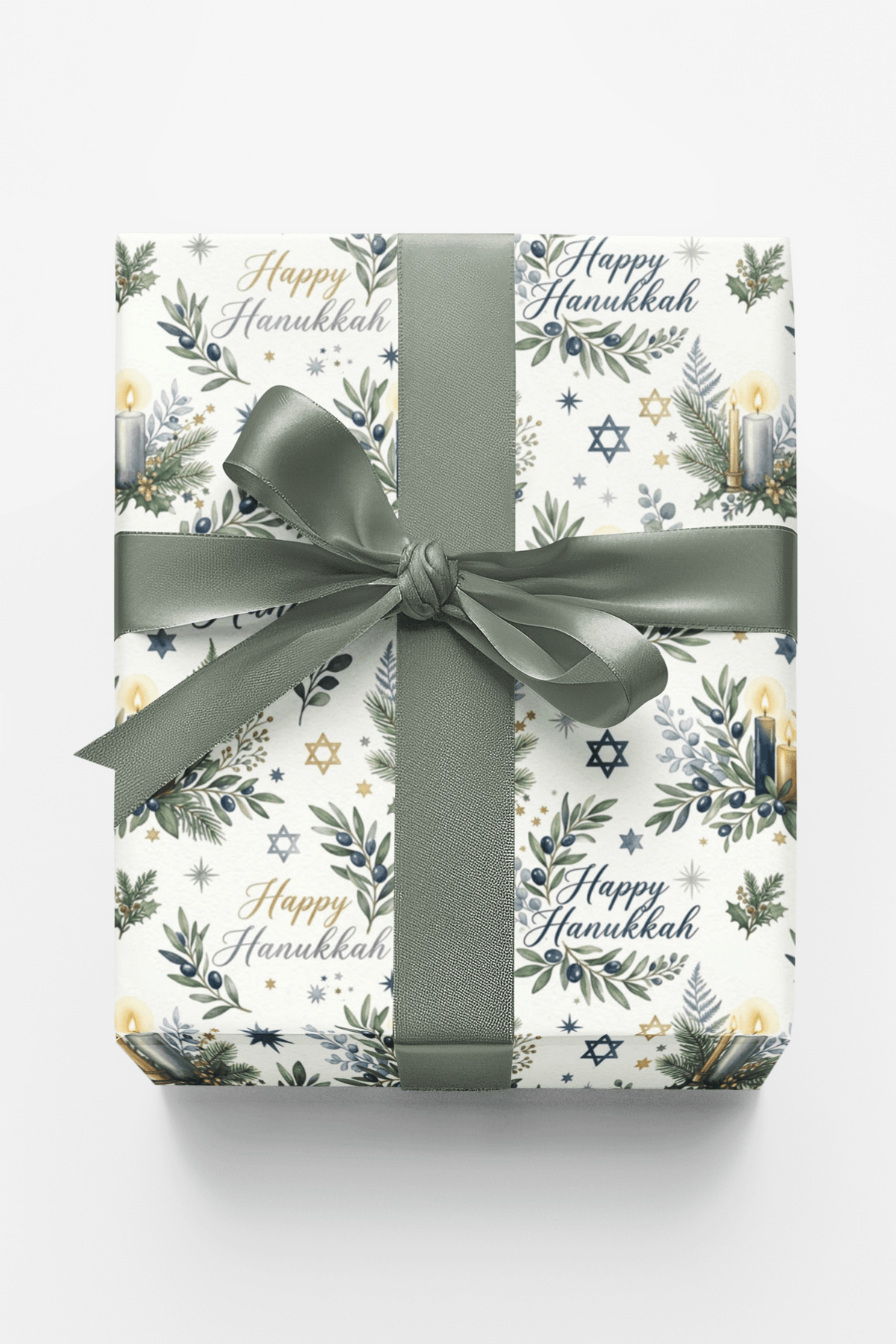 Hanukkah Herbarium Glossy Wrapping Paper
