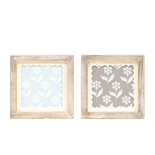 Reversible wood frame sign (FLOWERS) multicolor Scallop Collection