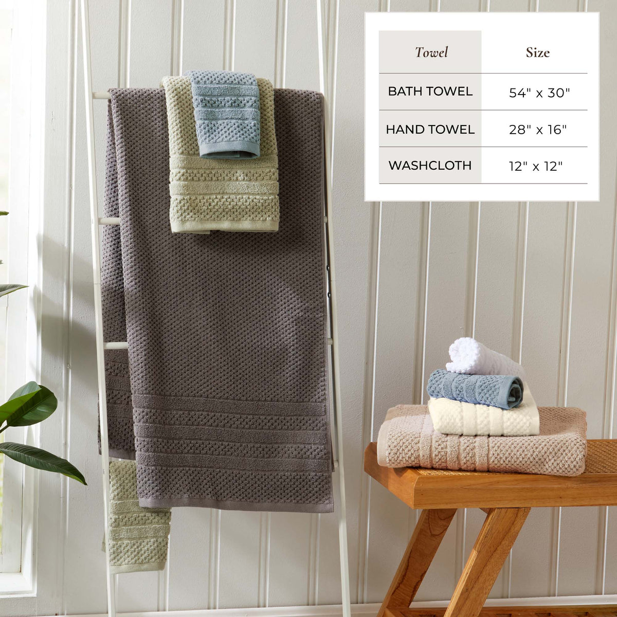 Giuliana Collection Checkered Jacquard Bath Towel Set