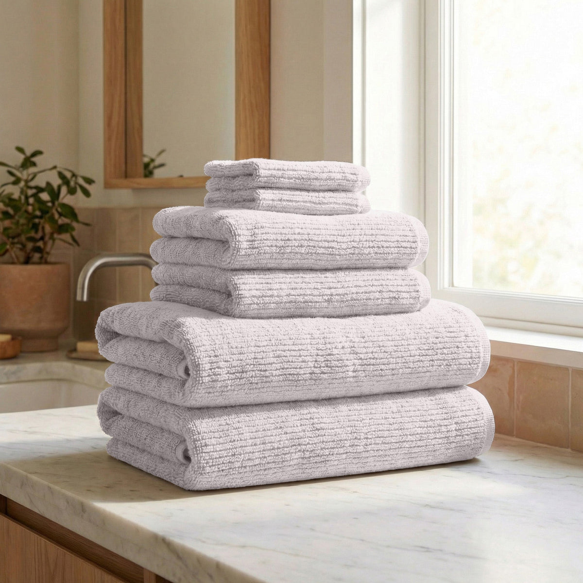 Georgiana Collection Turkish Cotton Ribbed 6-Piece Bath Towel Set