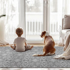 jinchan Kitchen Runner Rug 2x6 Moroccan Floral Non Slip Grey Runner