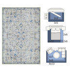 jinchan Area Rug 5x7 Vintage Floral Oriental Washable Non Slip Taupe