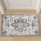 Puremy 2x3 Vintage Boho Entryway Rug Non Slip Low Pile Floral Cream