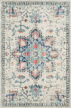 Puremy 2x3 Vintage Boho Entryway Rug Non Slip Low Pile Floral Cream