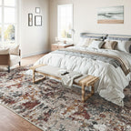 PureCozy 3x5 Taupe Vintage Floral Washable Low Pile Area Rug Classic