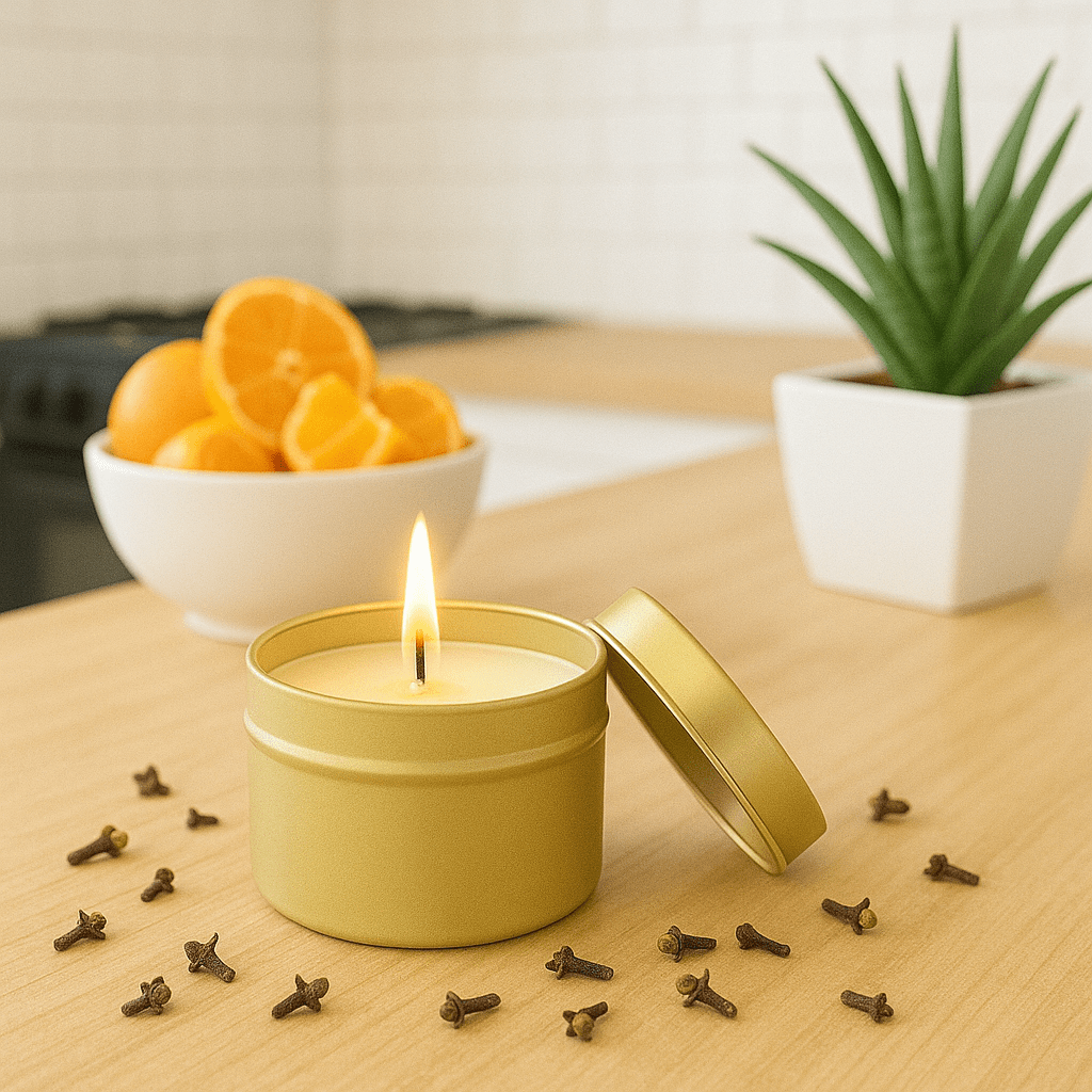 Orange Peel and Clove Gold Tin Soy Candle
