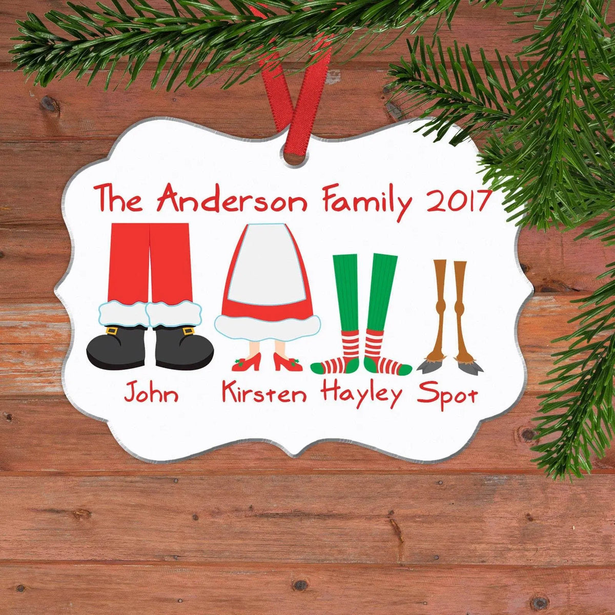 Personalized Family Elf Feet Ornament