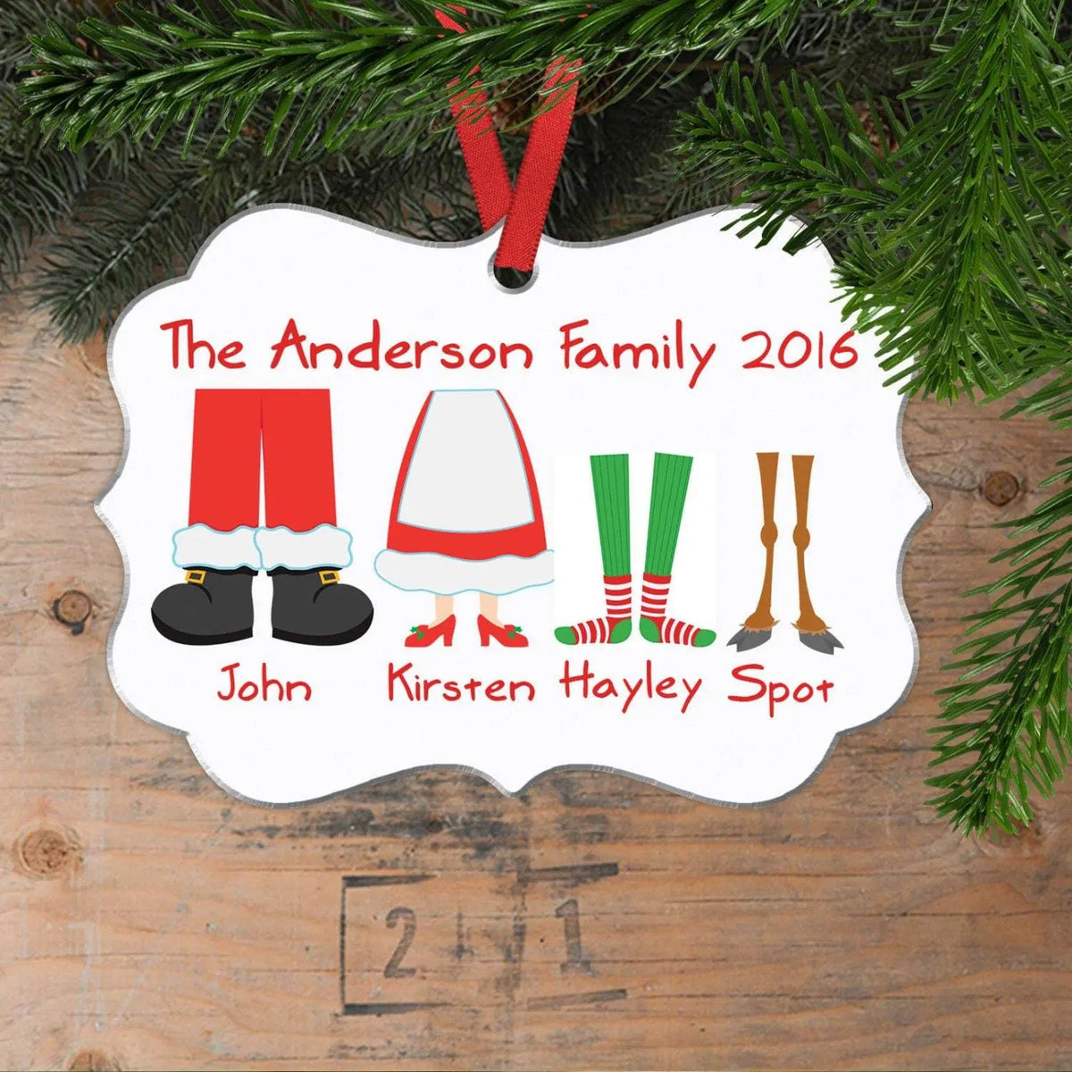 Personalized Family Elf Feet Ornament