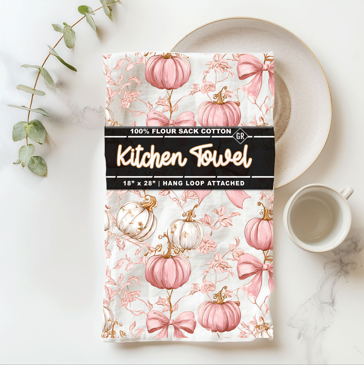 Pink Pumpkins Kitchen Towel