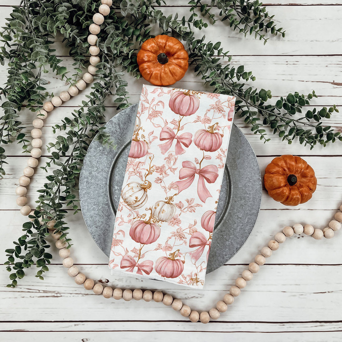 Pink Pumpkins Kitchen Towel