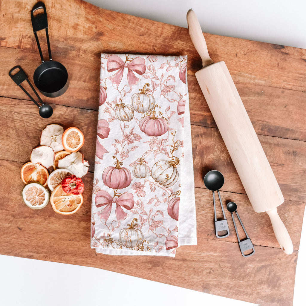 Pink Pumpkins Kitchen Towel