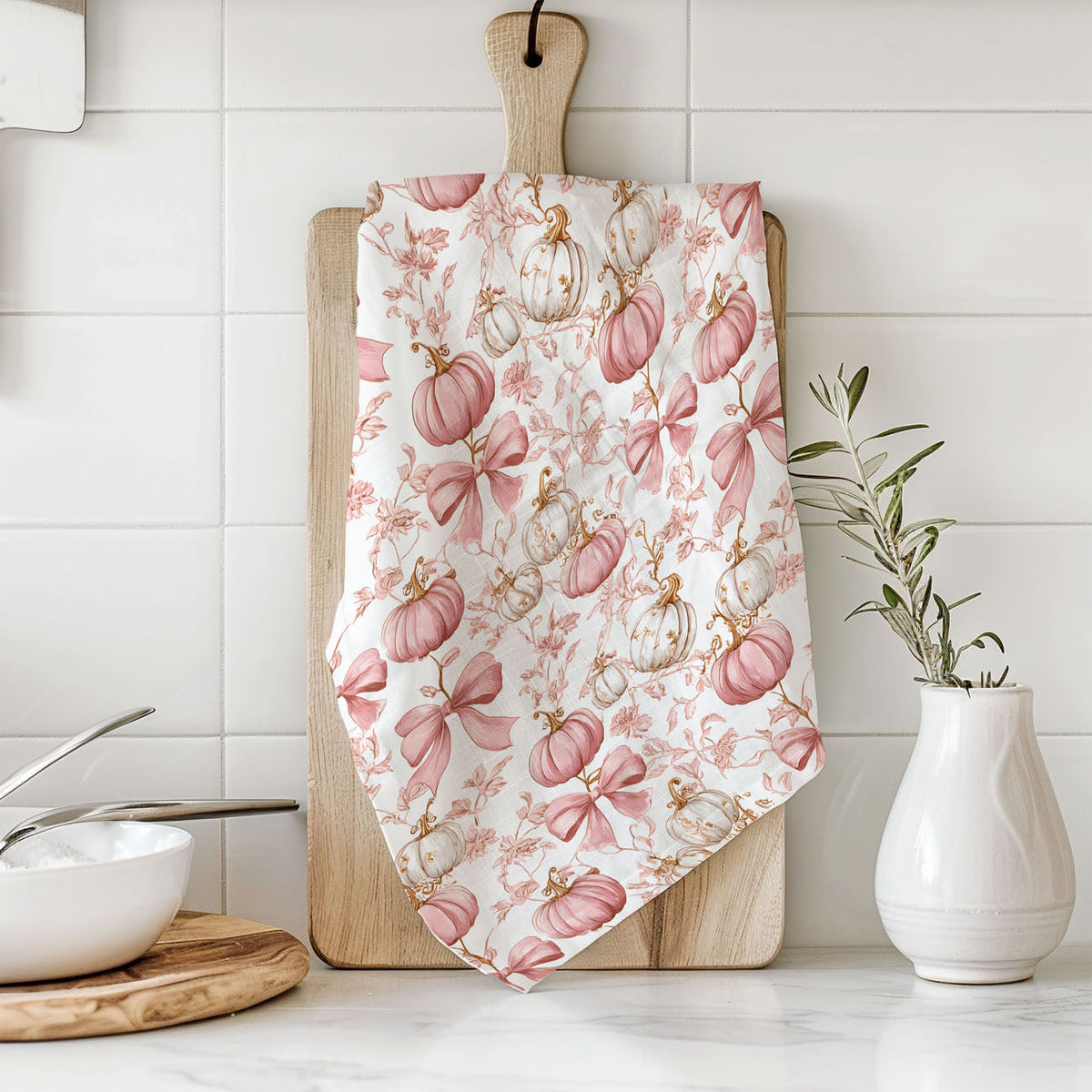Pink Pumpkins Kitchen Towel